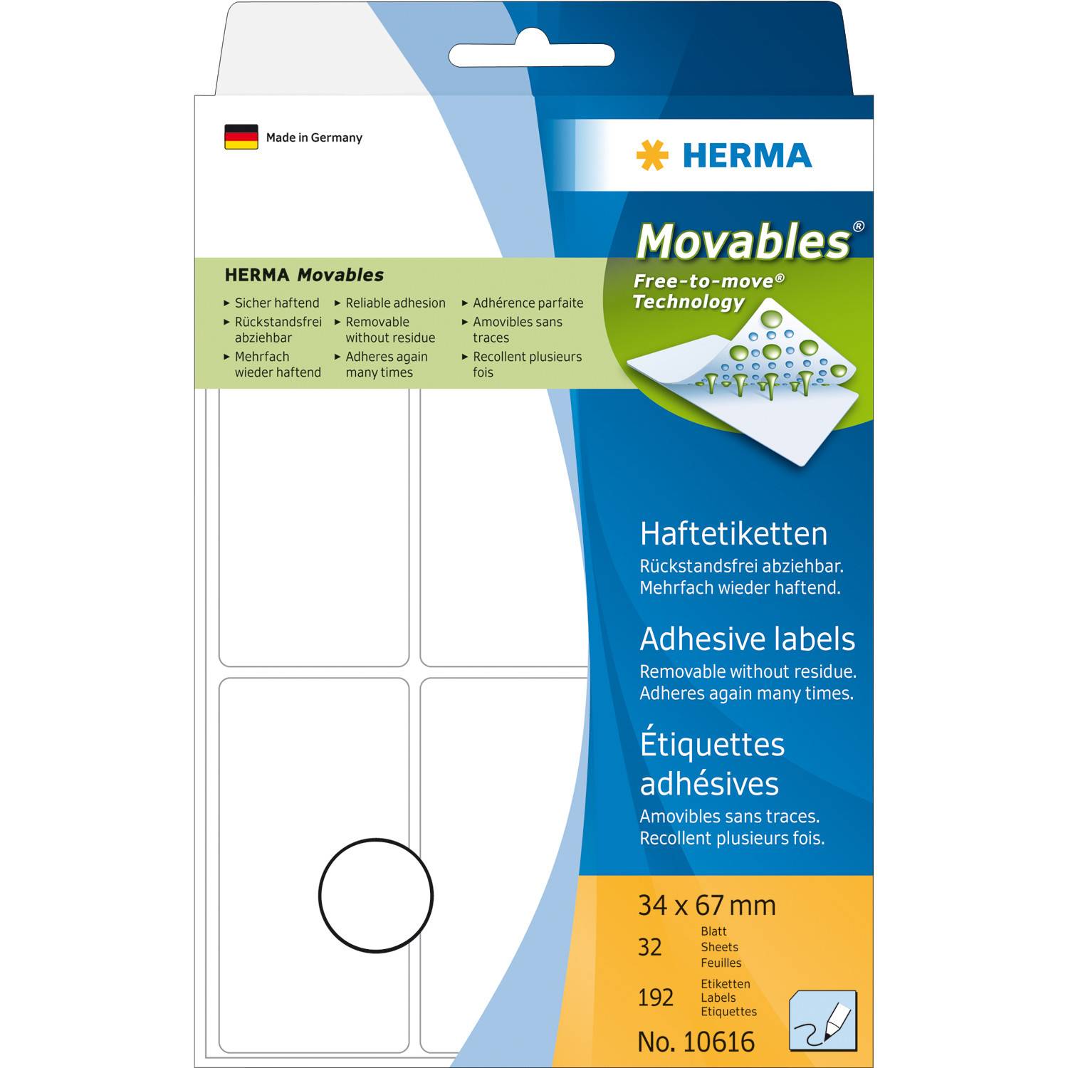 HERMA multifunctionele etiketten wit 34x67 mm verwijderbaar 144 stuks.-2