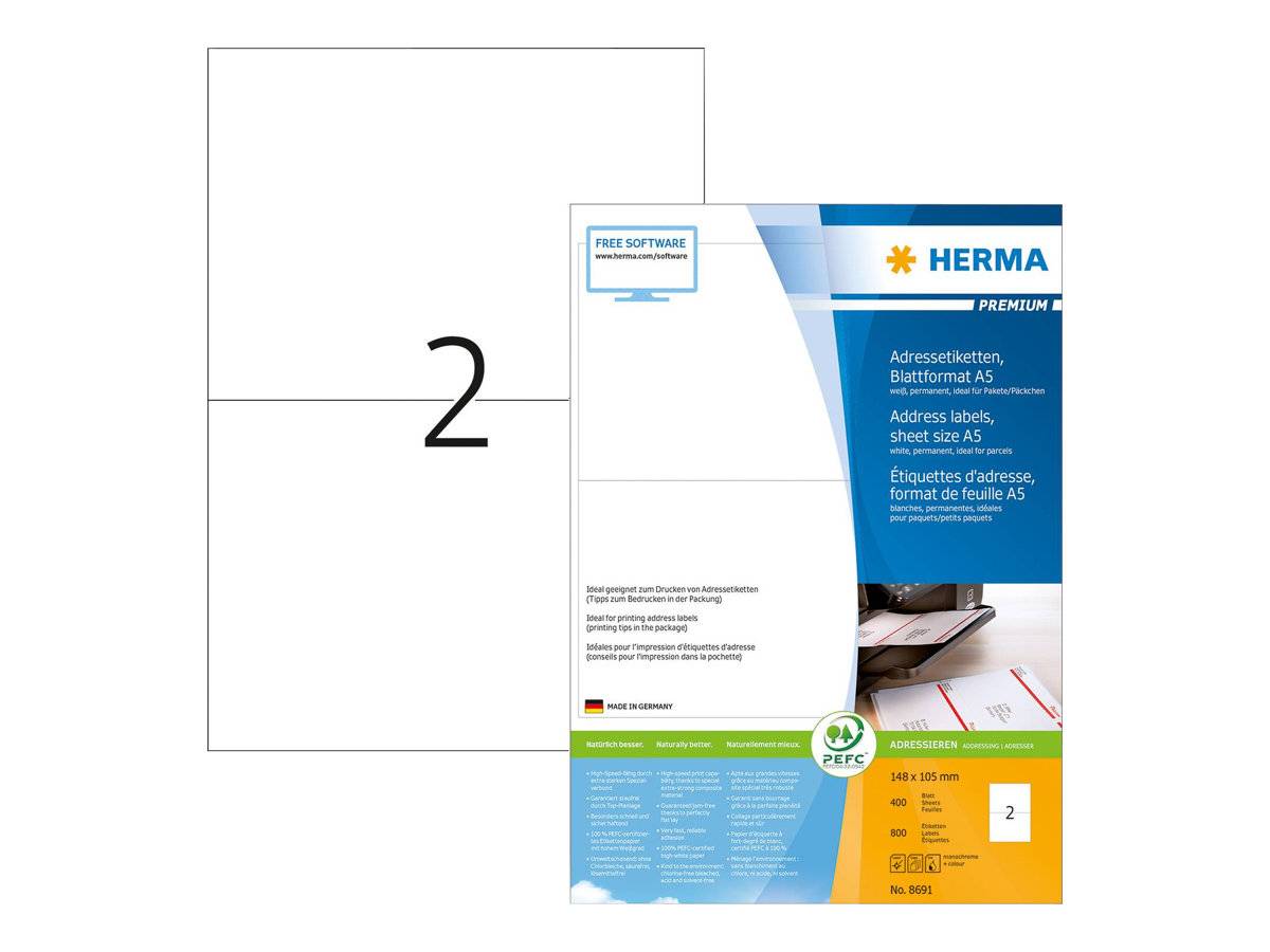 HERMA adresetiketten premium A5 wit 105x148 mm 800 stuks.-1