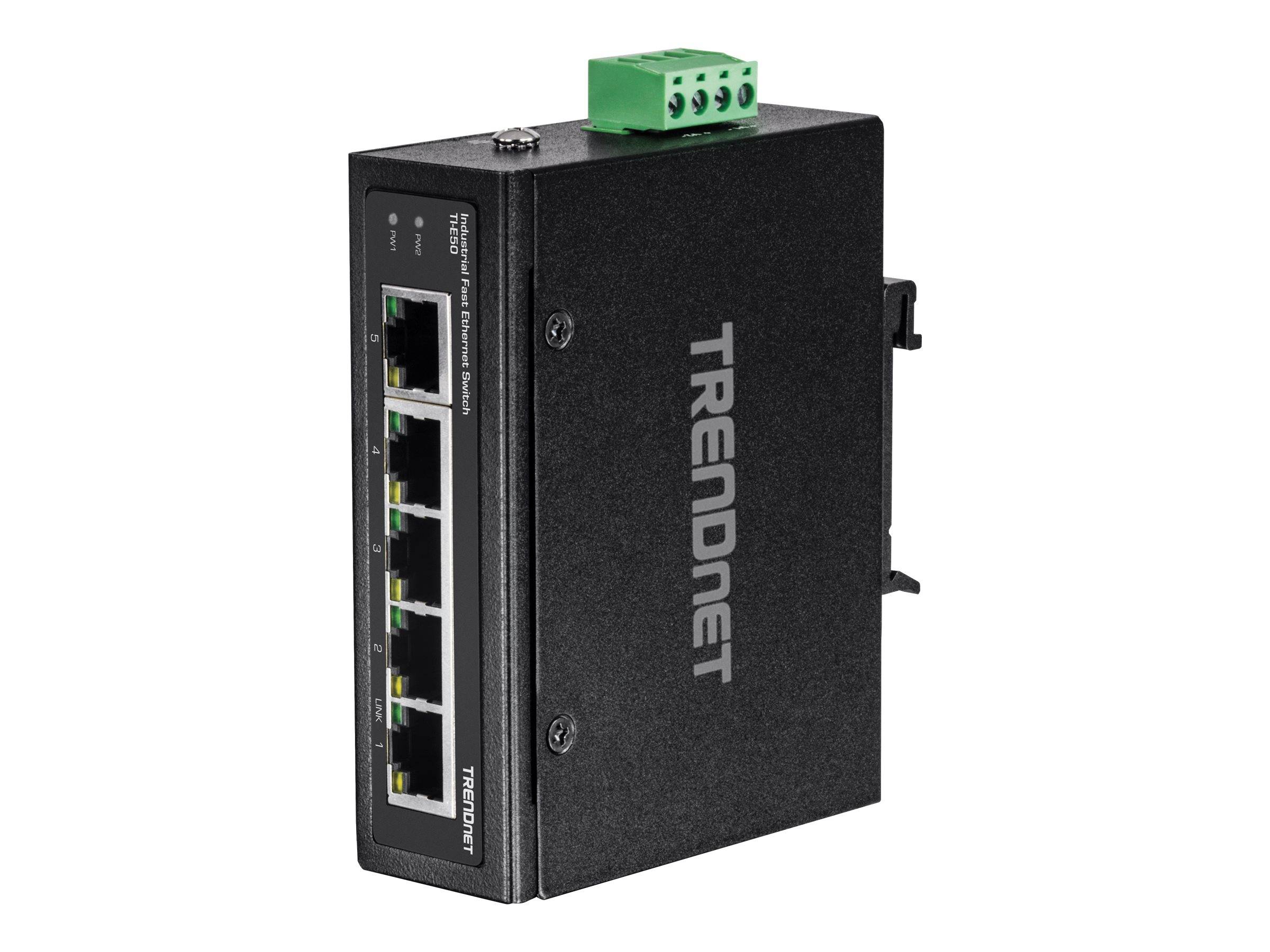 TRENDnet TI-E50 Industriële Fast Ethernet DIN-railschakelaar 5-poorts-1