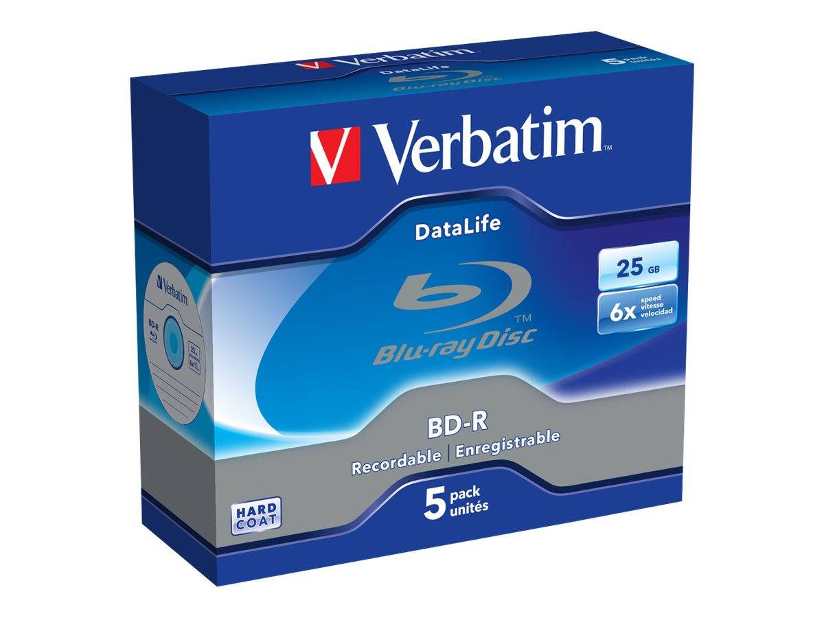1x5 Verbatim BD-R Blu-Ray 25GB 6x Speed Datalife No-ID Jewel-1
