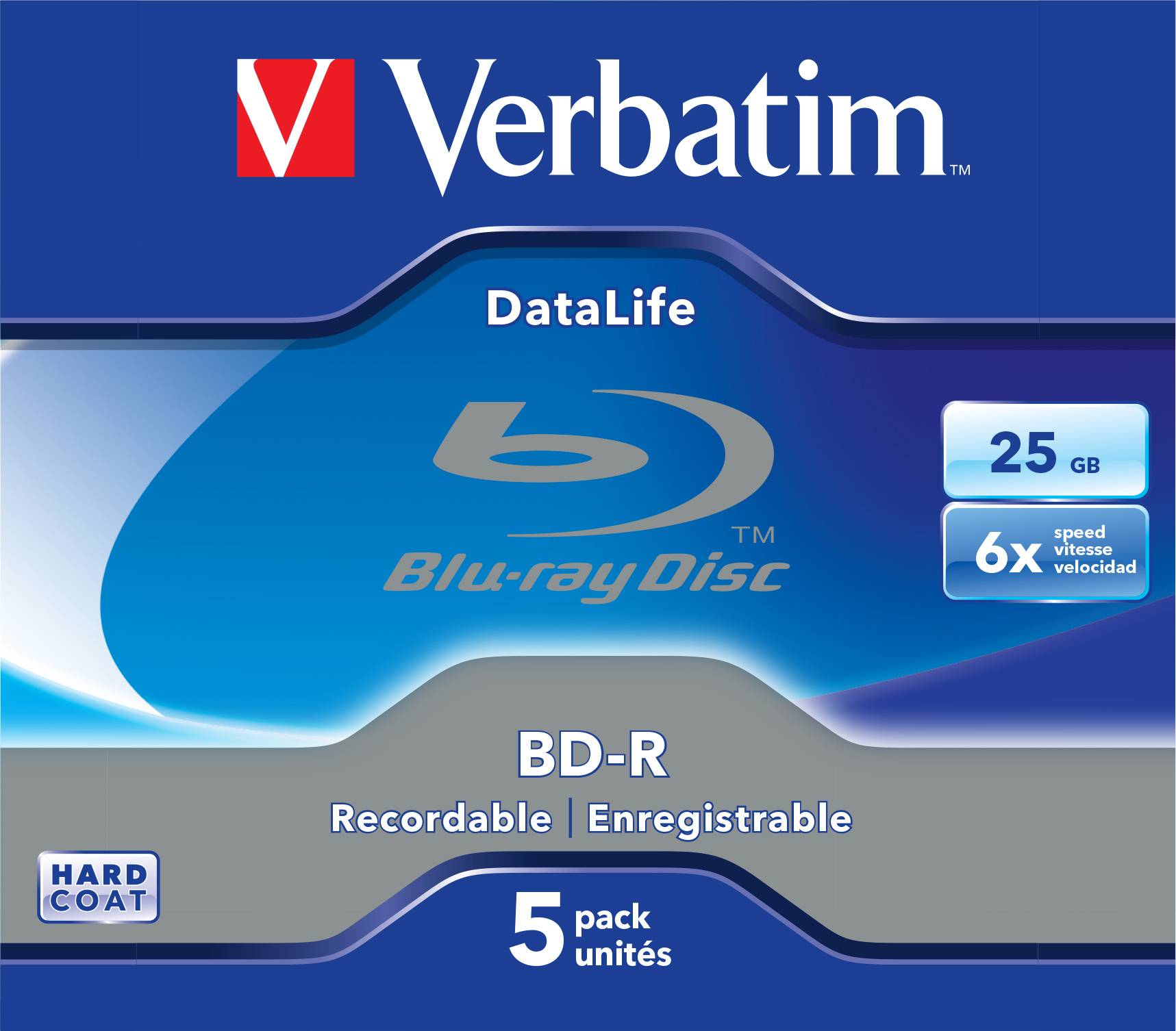 1x5 Verbatim BD-R Blu-Ray 25GB 6x Speed Datalife No-ID Jewel-3