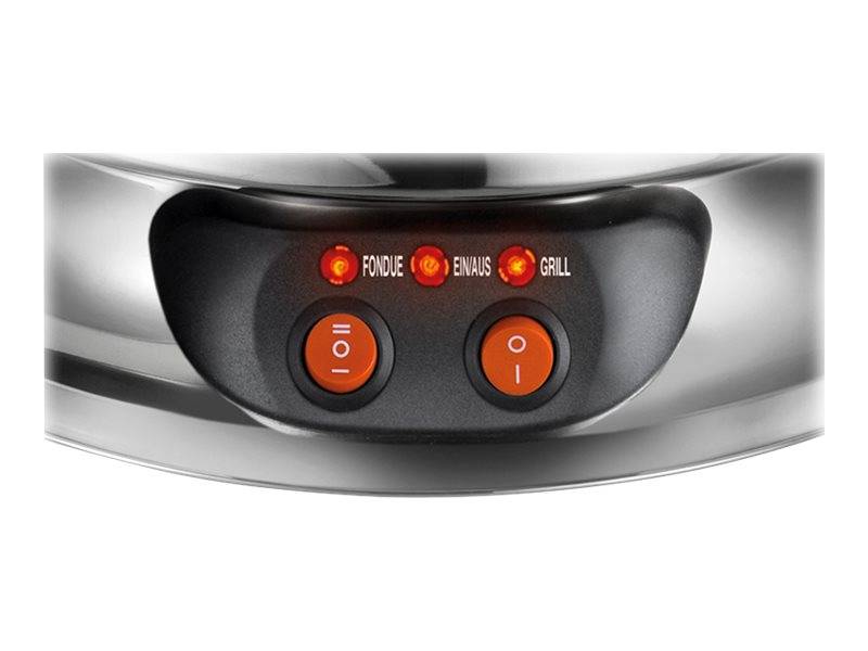 Unold Asia Fondue Fondue 1350 W 2 gescheiden temperatuurregelaars, 6 fonduevorkjes, Grillfunctie RVS-1