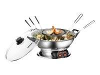 Unold Asia Fondue Fondue 1350 W 2 gescheiden temperatuurregelaars, 6 fonduevorkjes, Grillfunctie RVS-2