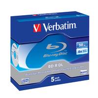 1x5 Verbatim BD-R Blu-Ray 50GB 6x Speed, wit blauw Jewel Tas-3