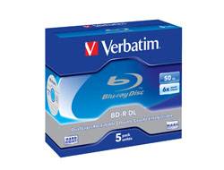 1x5 Verbatim BD-R Blu-Ray 50GB 6x Speed, wit blauw Jewel Tas-4