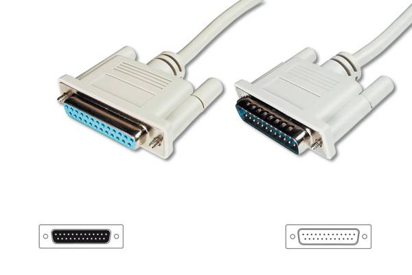 DIGITUS AK-610201-050-E Kabel; D-Sub 25pin contrastekker,D-Sub 25pin stekker; 5m; beige - 1 stuk