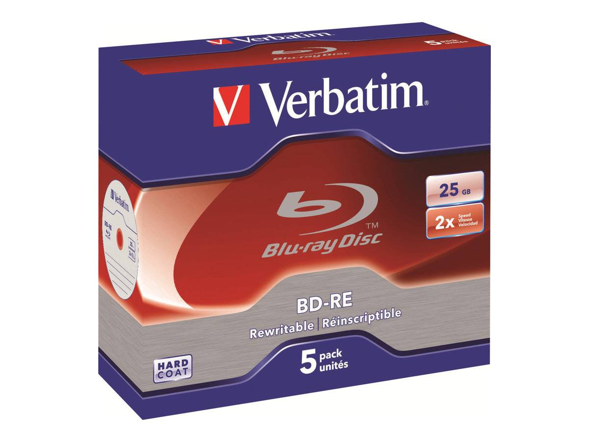 1x5 Verbatim BD-RE Blu-Ray 25 GB 2x snelheid, juwelendoosje-0