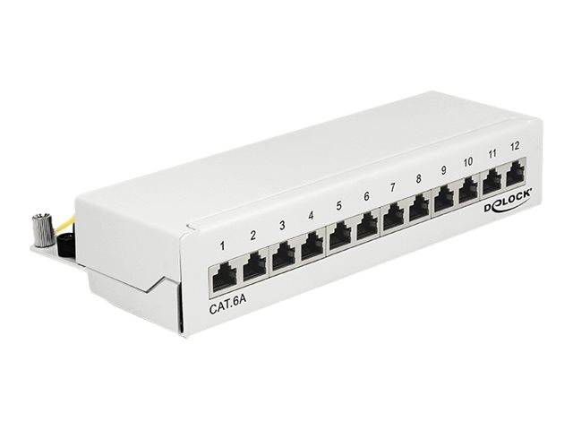 Premium CAT6a Gigabit Desktop Patch Panel 1U met 12 poorten - afgeschermd / wit-0