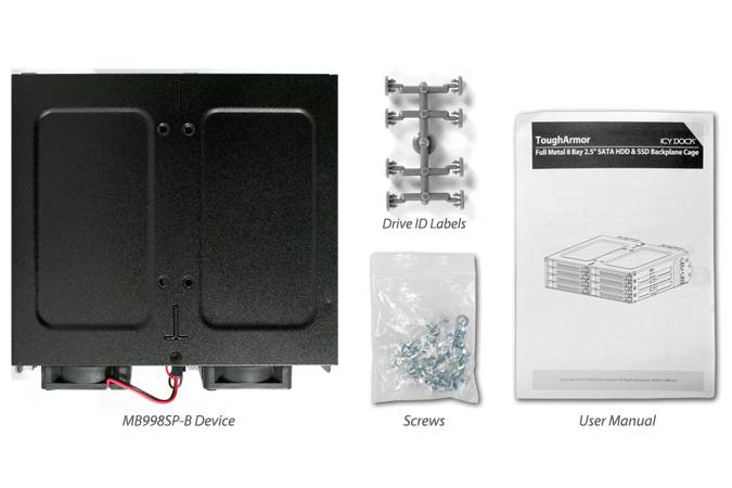 Achterpaneel IcyDock 8x6,3cm SATAI-III in 1x5,25" SSD/HDD 7mm-4