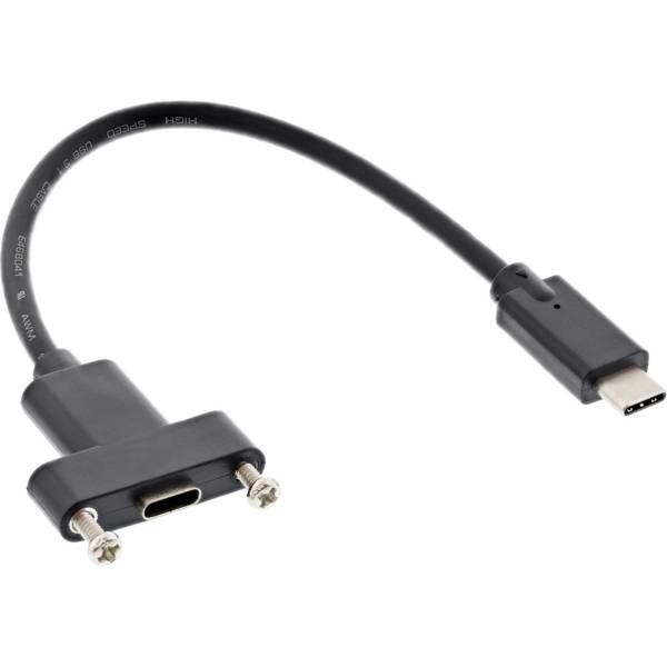 inLine 33441G USB-kabel USB 3.2 Gen2 USB-C stekker 0.20 m Zwart Met USB