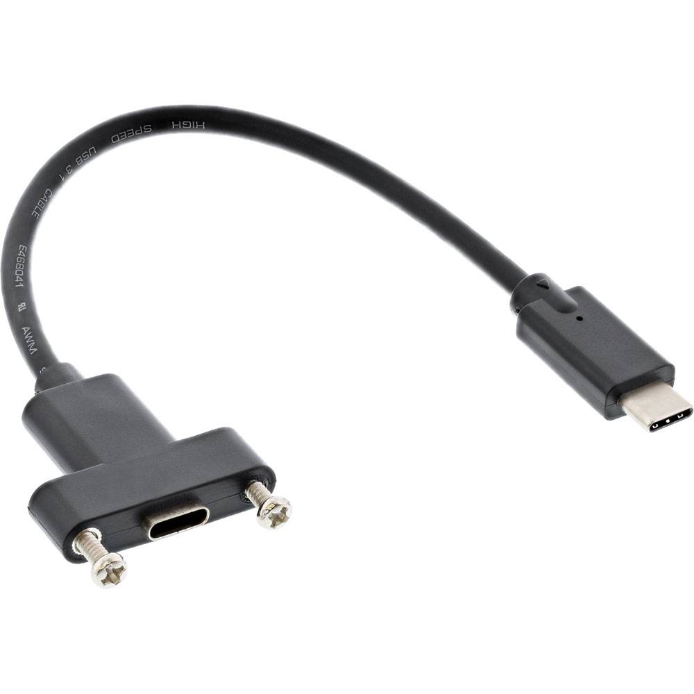 inLine 33441G USB-kabel USB 3.2 Gen2 USB-C stekker 0.20 m Zwart Met USB-3