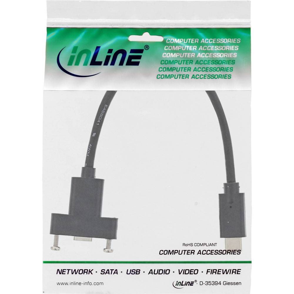 inLine 33441G USB-kabel USB 3.2 Gen2 USB-C stekker 0.20 m Zwart Met USB-4