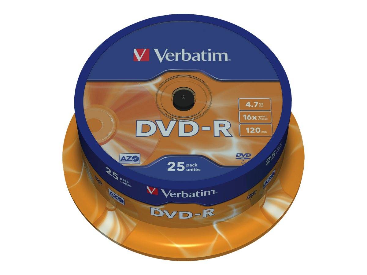 Verbatim DVD-R Matzilver, 25 stuks