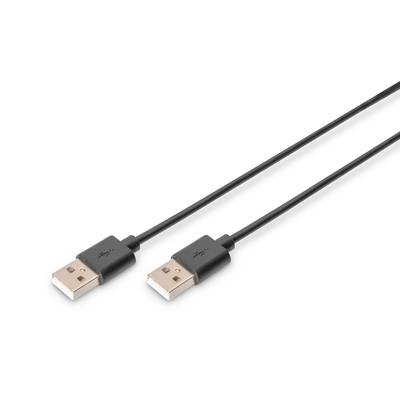 Digitus USB-kabel USB 2.0 USB-A stekker, USB-A stekker 1.80 m Zwart Rond DB-300100-018-S