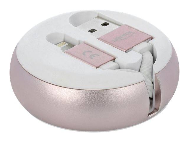 Delock USB Retractable Cable Type-A to Lightning™ white / pale pink-1