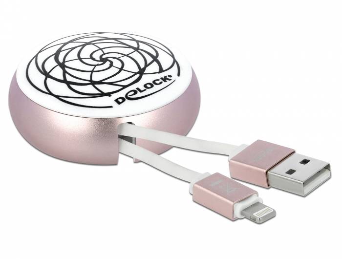 Delock USB Retractable Cable Type-A to Lightning™ white / pale pink-2