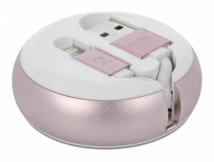 Delock USB Retractable Cable Type-A to Lightning™ white / pale pink-3