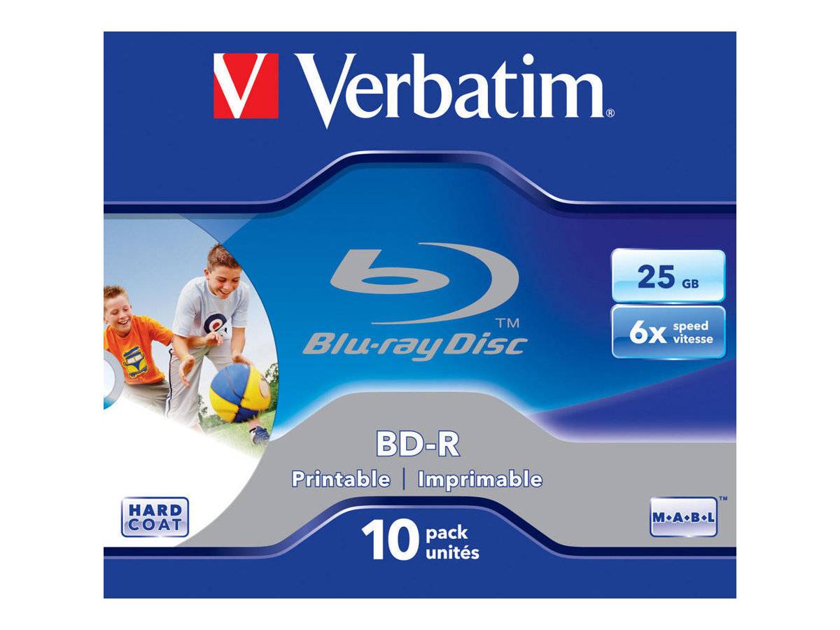 1x10 Verbatim BD-R Blu-Ray 25 GB 6x snelheid, afdrukbaar, Jewel Case-0