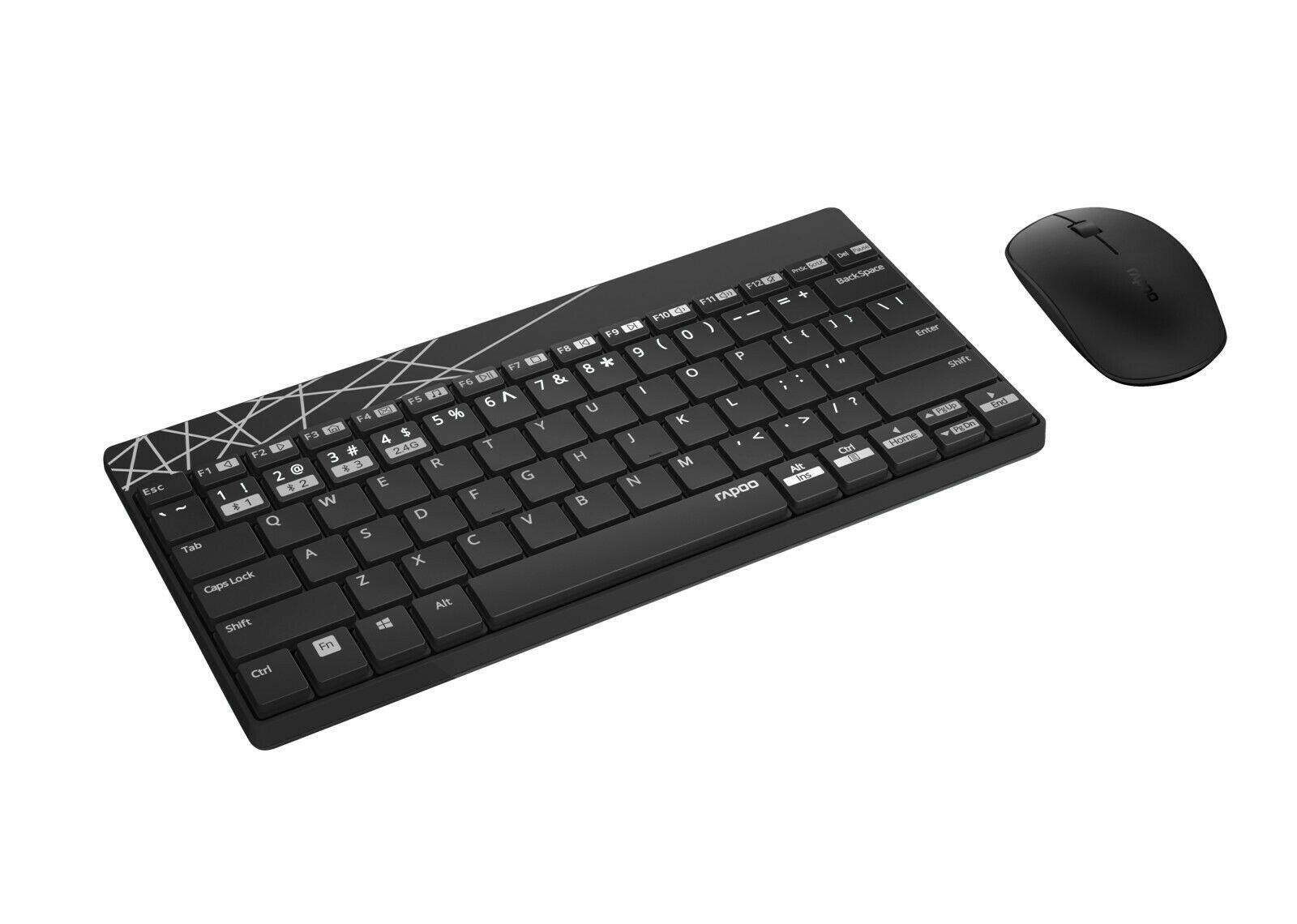 Rapoo 8000M - Tastatur-und-Maus-Set - kabellos - 2.4 GHz, Bluetooth 4.0, Bluetooth 3.0 - Schwarz-2