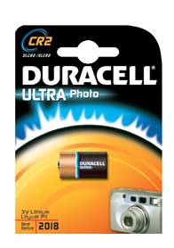 Duracell CR2 Ultra Lithium 3Vmax. 850 mAh in een blister van 2, CR15H270-1