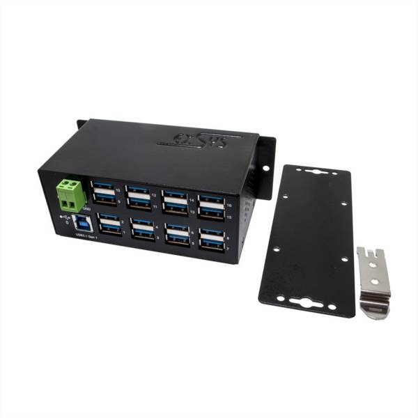 Exsys Exsys EX-1113HMS - Hub - 16 x USB 3.1 Gen 1 - an DIN-Schiene montierbar  USB-hub Zwart