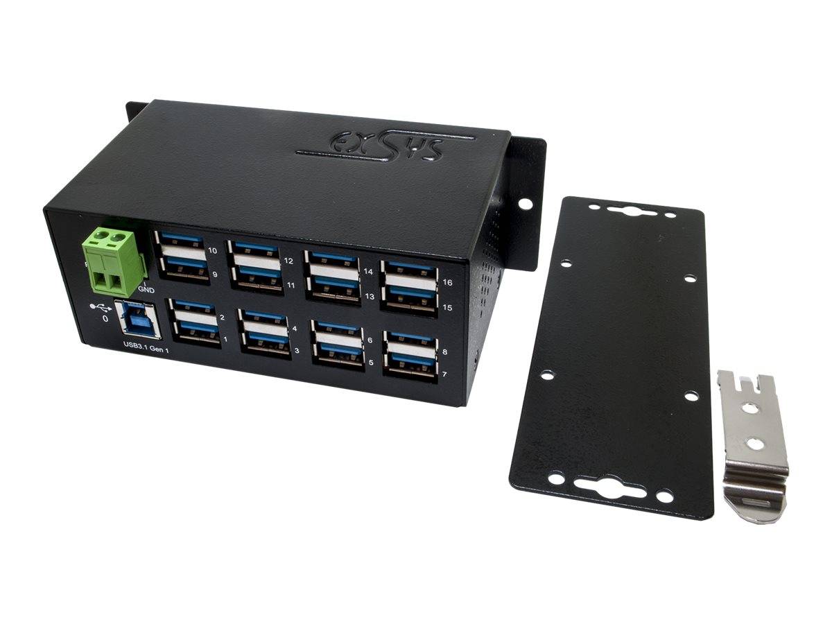 Exsys Exsys EX-1113HMS - Hub - 16 x USB 3.1 Gen 1 - an DIN-Schiene montierbar USB-hub Zwart-1
