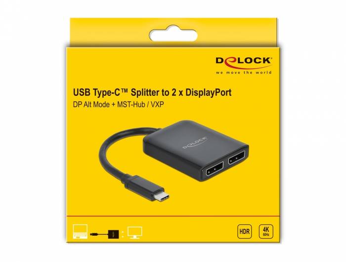 DELOCK USB Type-C-splitter > 2x DisplayPort MST/VXP-2