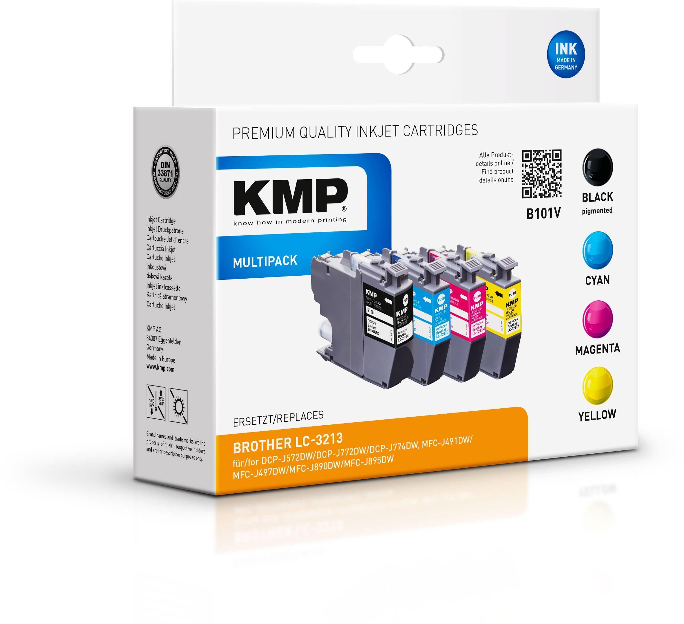 KMP Inktcartridge vervangt Brother LC-3213BK, LC-3213C, LC-3213M, LC-3213Y Compatibel Combipack Zwart, cyaan, magenta, g-1