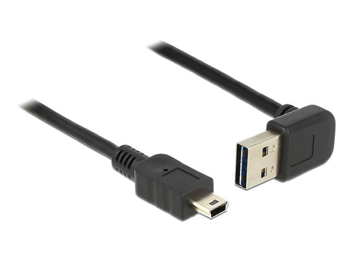Delock USB-kabel USB 2.0 USB-A stekker, USB-mini-B stekker 2.00 m Zwart Stekker past op beide manieren, Vergulde steekco-1
