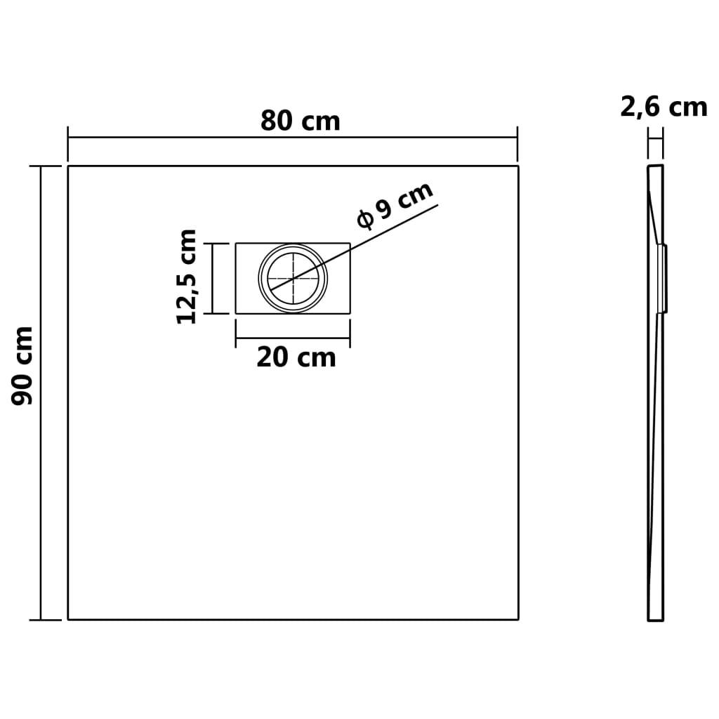 Vidaxl douchebak 90x80 cm smc bruin 87202861913788720286191378-4