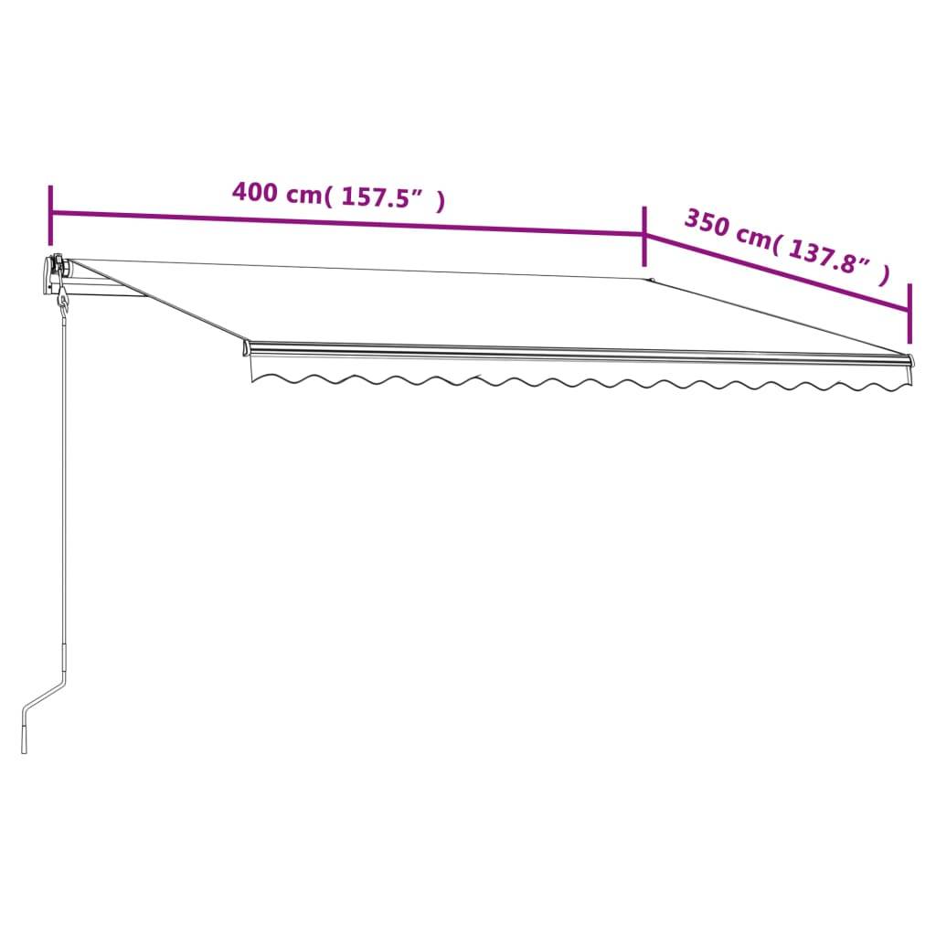 vidaXL - Luifel - automatisch - uittrekbaar - 400x350 - cm - blauw - en - wit-3