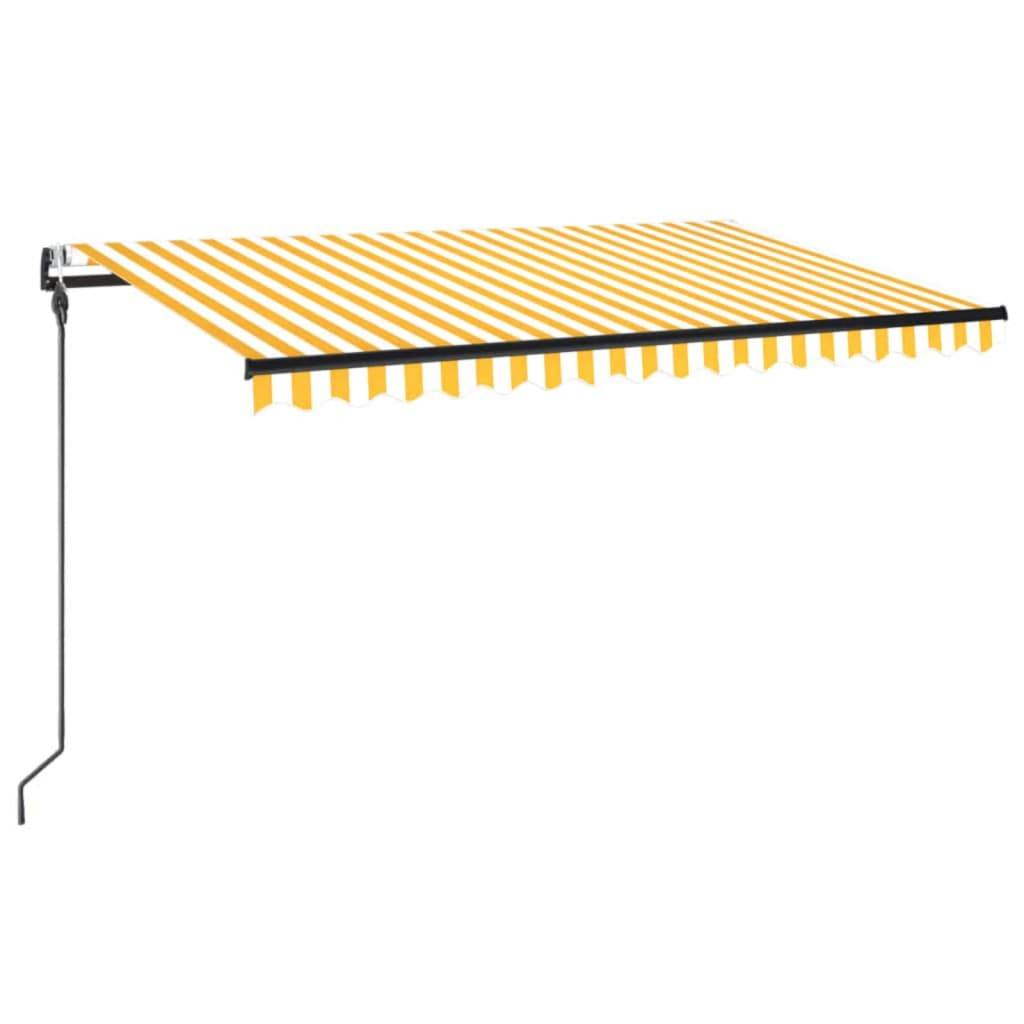 vidaXL - Luifel - automatisch - met - LED - en - windsensor - 450x300 - cm - geel - en - wit-0