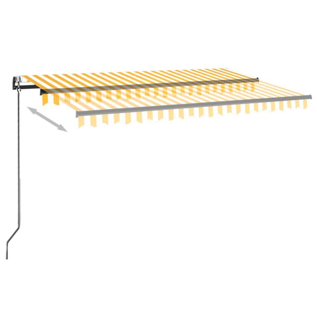 vidaXL - Luifel - automatisch - met - LED - en - windsensor - 450x300 - cm - geel - en - wit-1