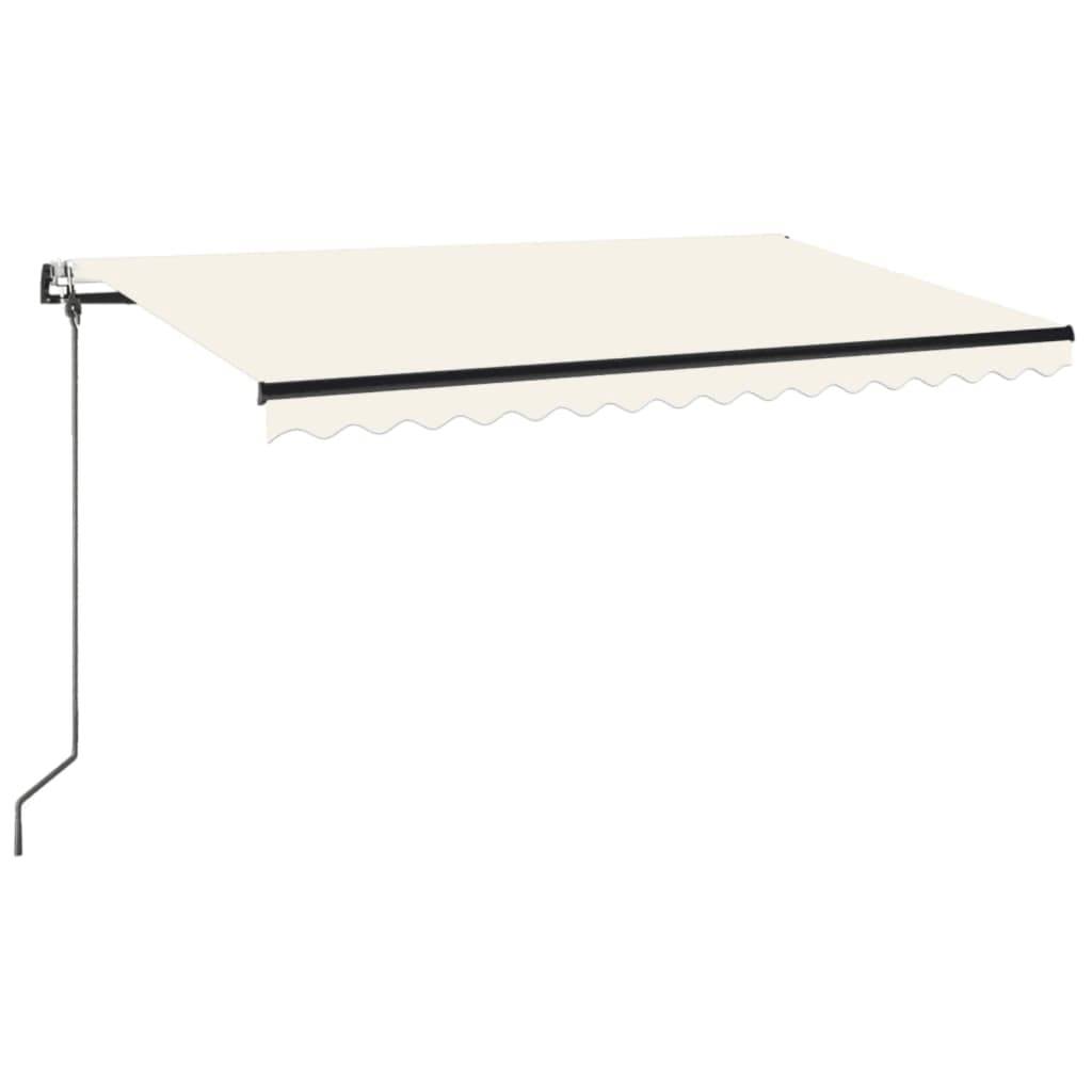 vidaXL - Luifel - automatisch - met - LED - en - windsensor - 450x350 - cm - crèmekleur-0