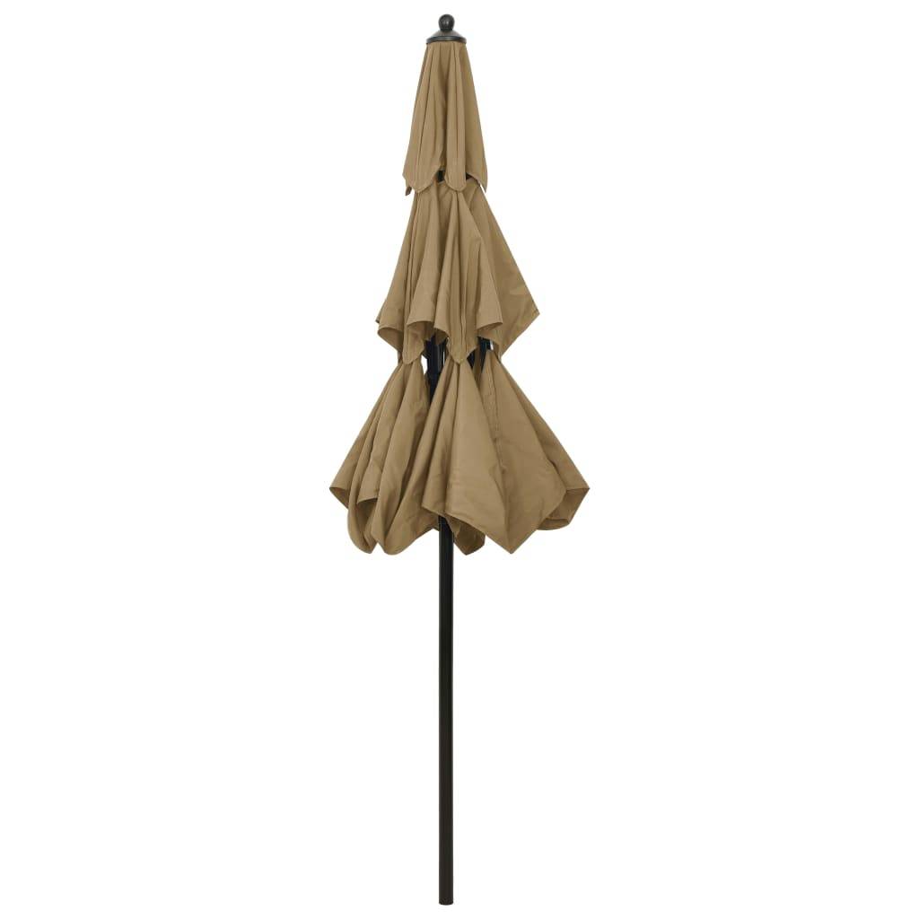 vidaXL - Parasol - 3-laags - met - aluminium - paal - 2,5 - m - taupe-3
