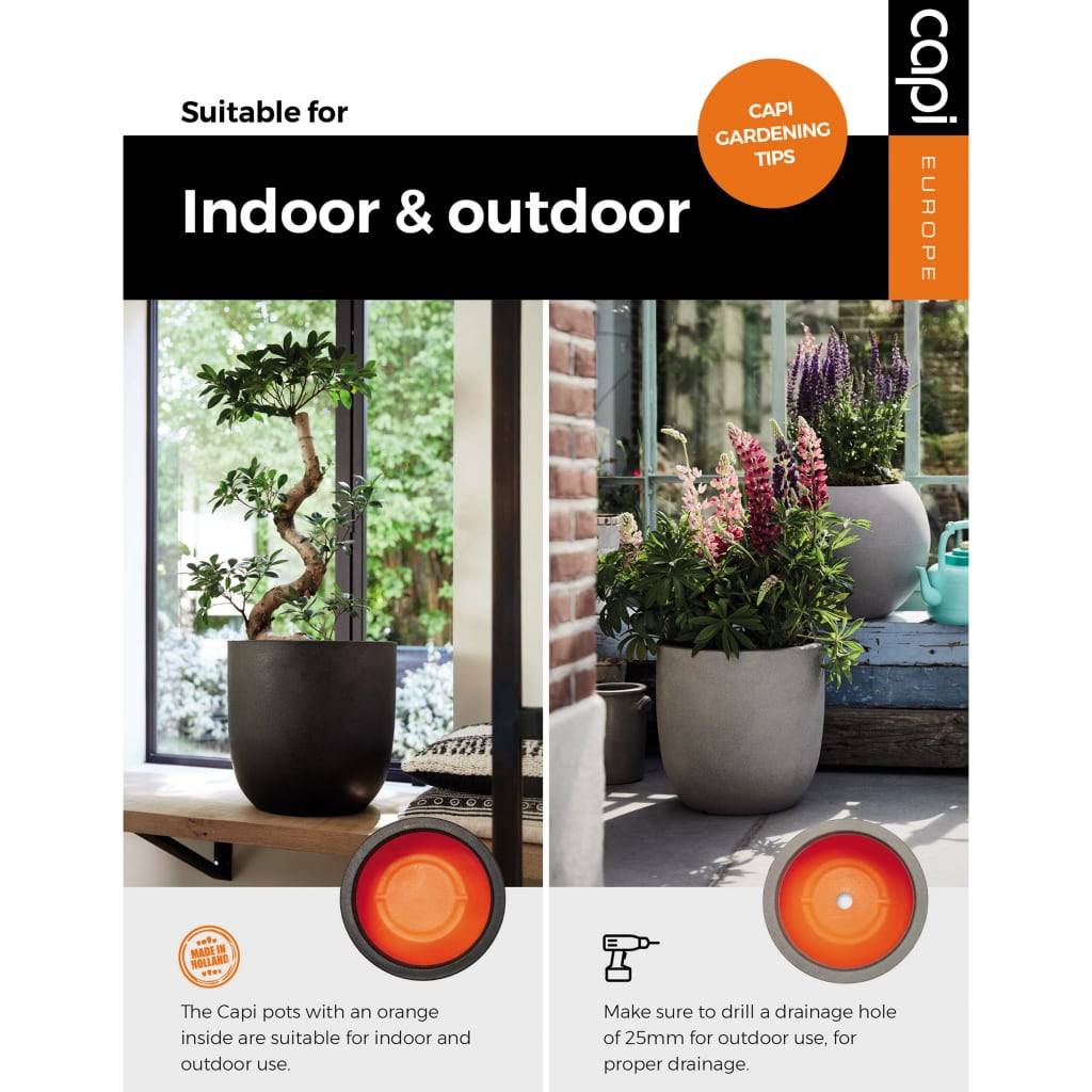 Capi Capi Bloempot Nature Rib 43x41 cm antraciet KOFZ933-4