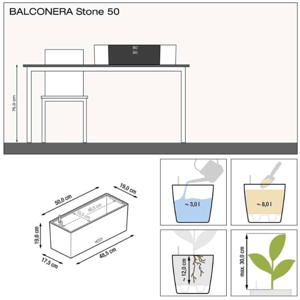 LECHUZA Balkonbak BALCONERA Stone 50 ALL-IN-ONE Grijs-4