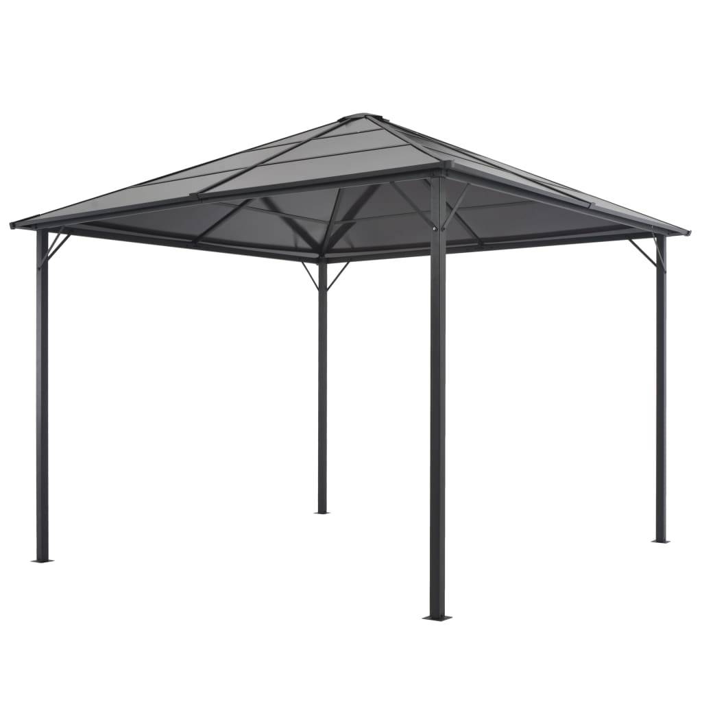 vidaXL - Prieel - met - dak - 3x3 - m - aluminium - antracietkleurig-0