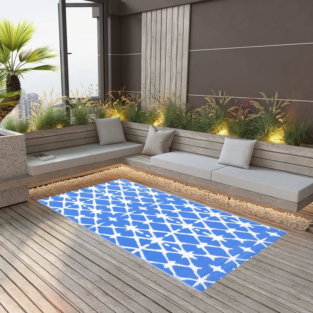 VidaXL Buitenkleed ARAKIL 120x180 cm PP blauw en wit