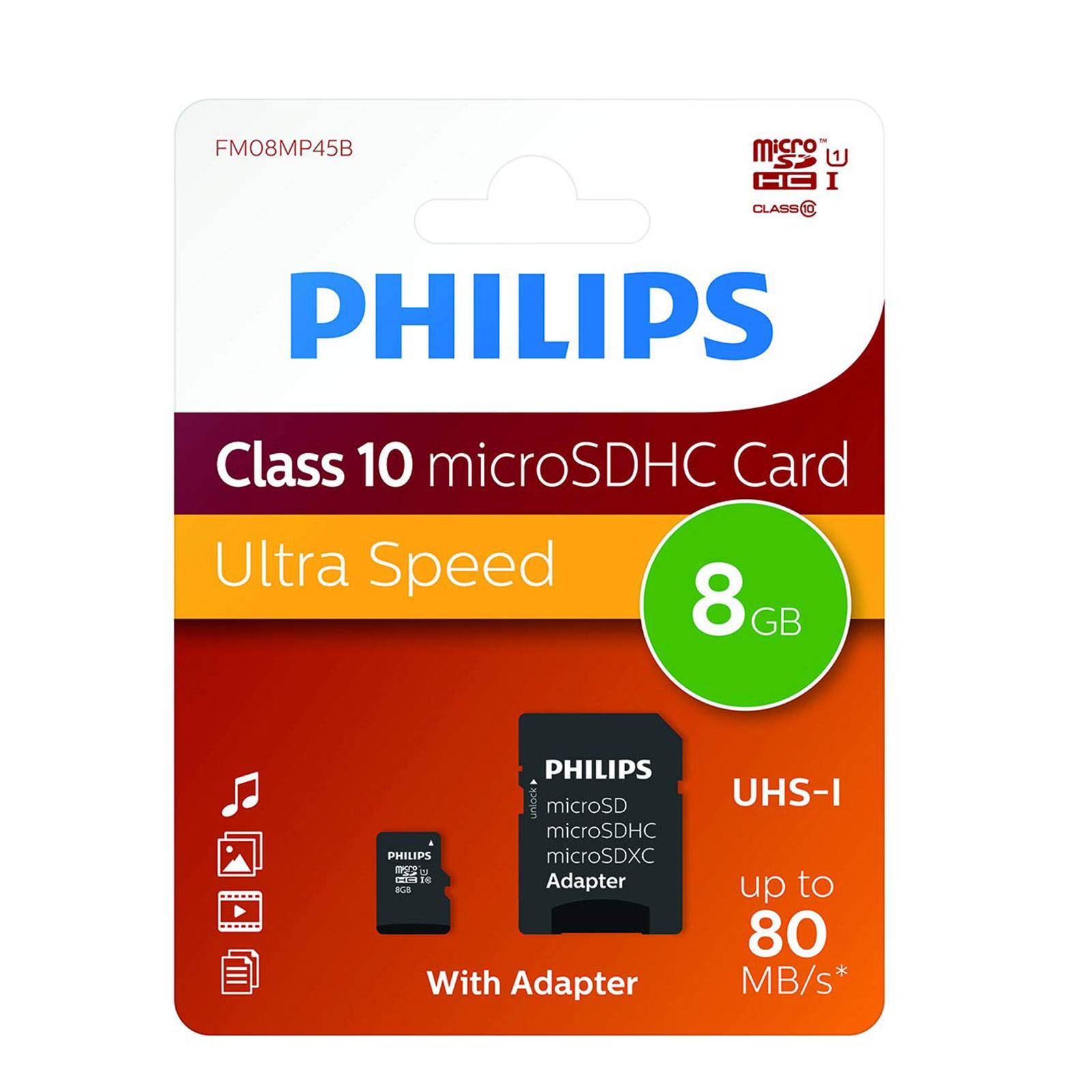 Philips geheugenkaart 8 GB MicroSDHC UHS-I Klasse 10-0