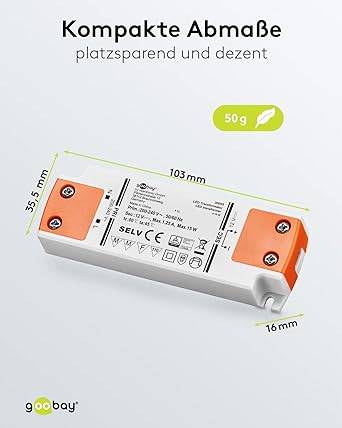 LED-transformator 12 V / 15 W 12 V DC voor LED's tot 15 W totale belasting-7