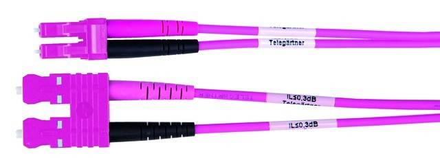 TELEGÄRTNER glasvezel kabel 2x G50/125 OM4, 1x SC Duplex - 1x LC Duplex , violet, 10 m-1