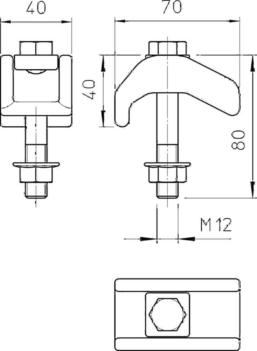Zware Klemklauw M12 x 75 TKS-S-30 ZL-2