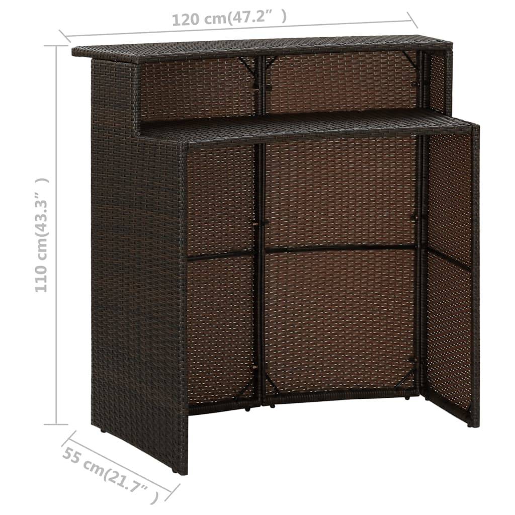 vidaXL - Tuinbartafel - 120x55x110 - cm - poly - rattan - bruin-1