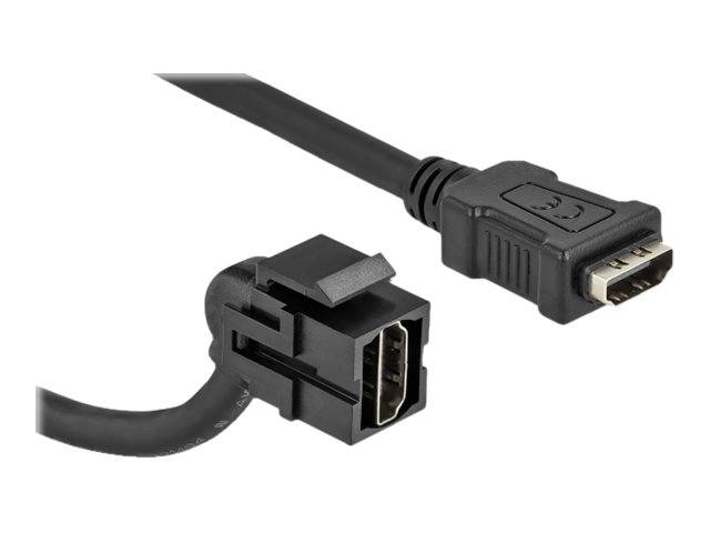 HDMI haaks (110° beneden) Keystone module - HDMI (v) | HDMI1.4 (4K 30Hz) | zwart | 0,30 meter-0