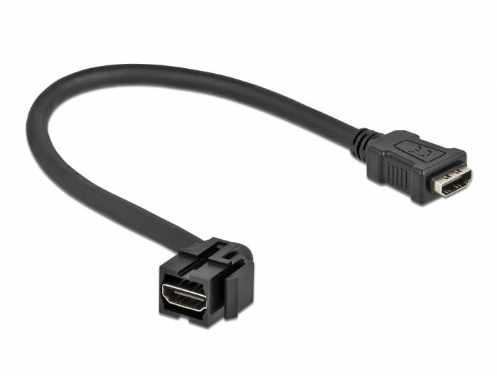 HDMI haaks (110° beneden) Keystone module - HDMI (v) | HDMI1.4 (4K 30Hz) | zwart | 0,30 meter-1