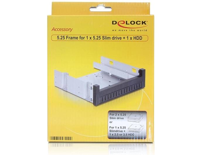 2x 5,25'' slim drive of 1x 5,25'' slim drive + 1x 2,5''/3,5'' HDD/SSD naar 5,25'' slot montage frame / zwart-2