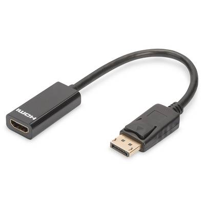 Digitus DB-340400-001-S DisplayPort / HDMI Adapter [1x DisplayPort stekker - 1x HDMI-bus] Zwart Rond, Afgeschermd (dubbe