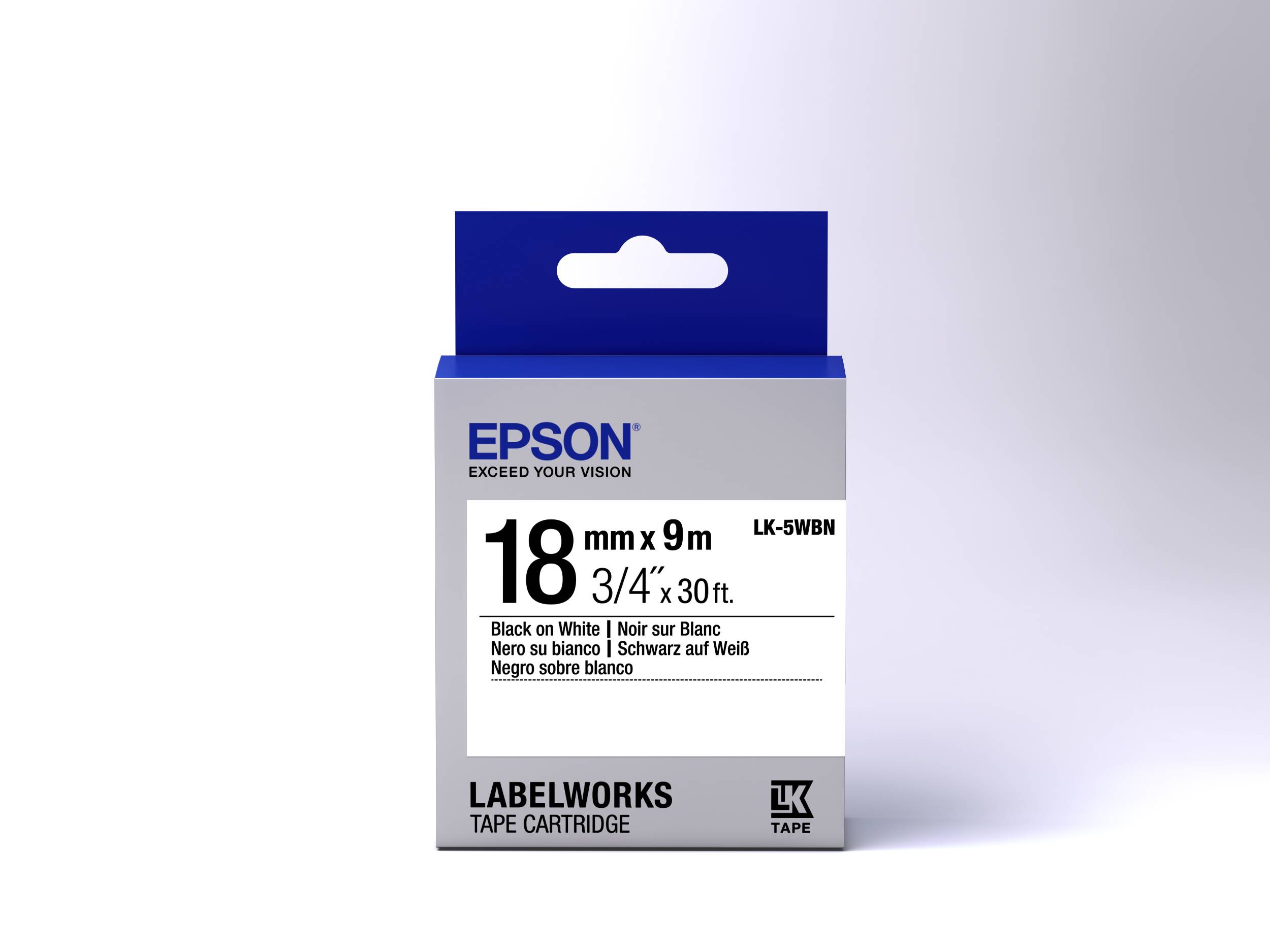 Epson LabelWorks LK-5WBN Labeltape - 18 mm breedte - Thermisch transfer - Wit-2