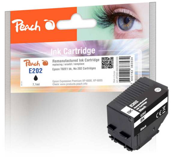 Perzikcartridge Epson No.202, bk, PEA, T02E1, REM, FW comp